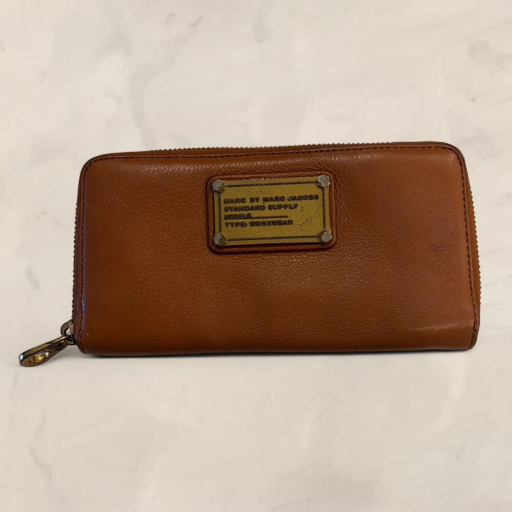 Marc by Marc Jacobs Brown Leather Zip Around Long Wallet